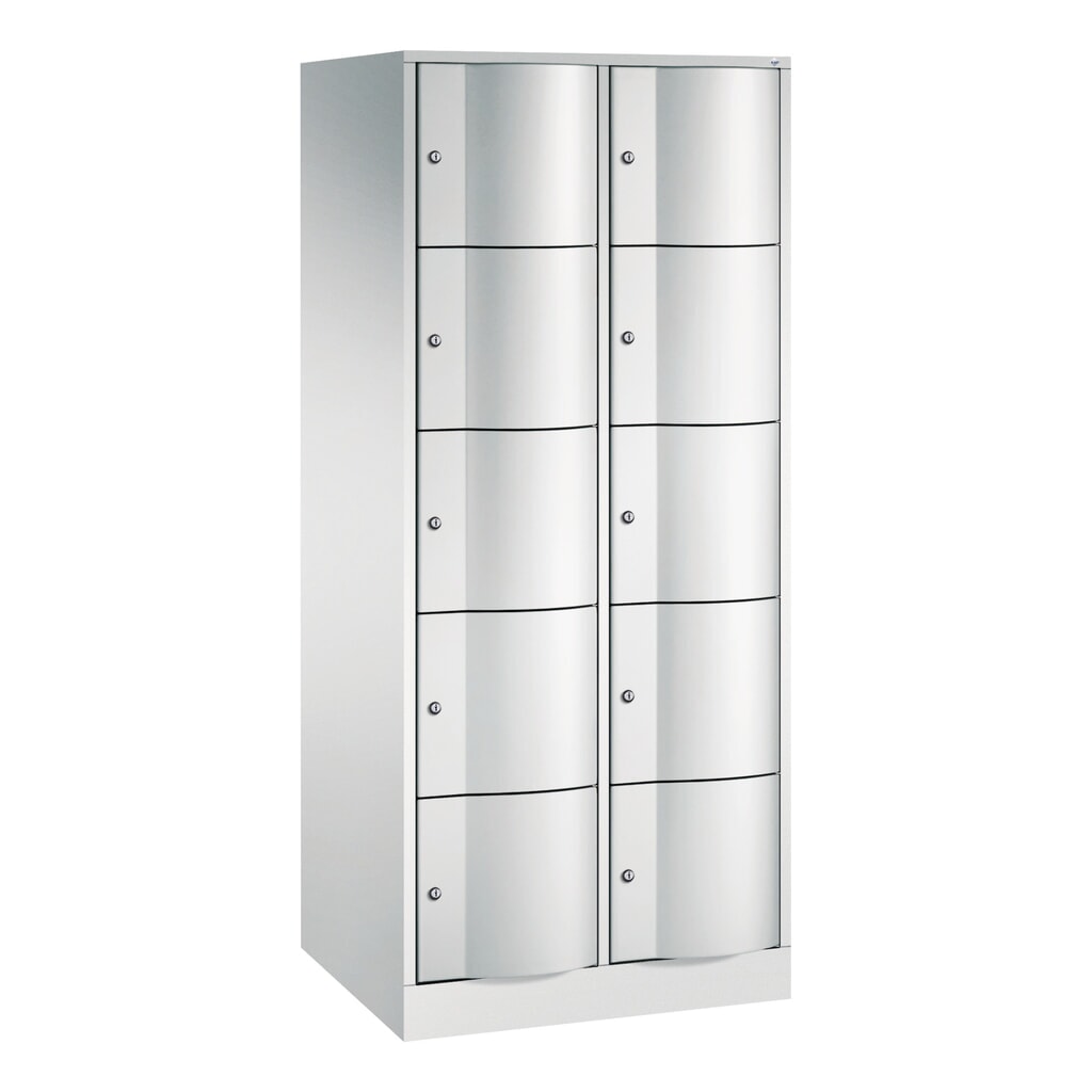 C+P Schließfachschrank mit "rabaukensicheren" Türen, 2 x 5 Fächer, HxBxT 1.950 x 770 x 640 mm, lichtgrau, lichtgrau Produktabbildung: C+P Schließfachschrank mit "rabaukensicheren" Türen, 2 x 5 Fächer, HxBxT 1.950 x 770 x 640 mm, lichtgrau, lichtgrau