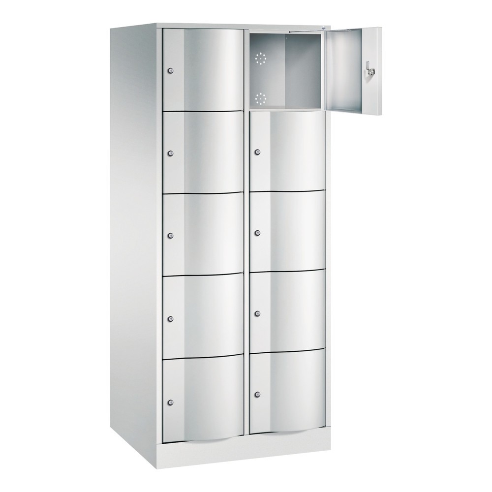 Produktabbildung Nr. 2: C+P Schließfachschrank mit "rabaukensicheren" Türen, 2 x 5 Fächer, HxBxT 1.950 x 770 x 640 mm, lichtgrau, lichtgrau
