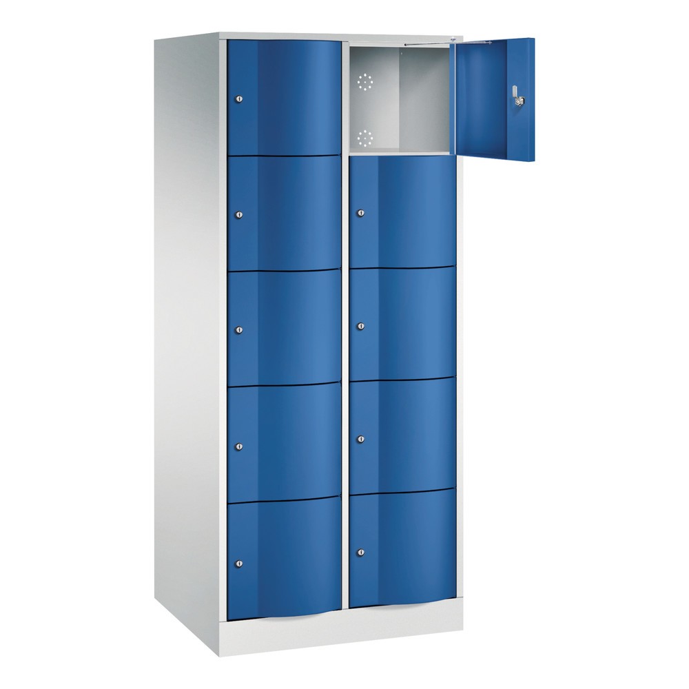 Produktabbildung Nr. 2: C+P Schließfachschrank mit "rabaukensicheren" Türen, 2 x 5 Fächer, HxBxT 1.950 x 770 x 640 mm, lichtgrau, enzianblau