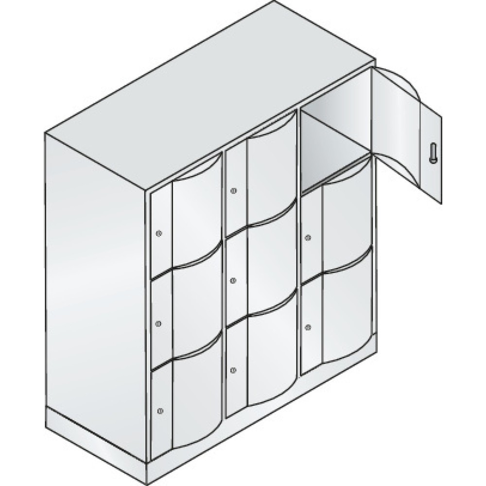 Produktabbildung Nr. 2: C+P Schließfachschrank mit "rabaukensicheren" Türen, 3 x 3 Fächer, HxBxT 1.225 x 1.150 x 540 mm, anthrazitgrau, rubinrot