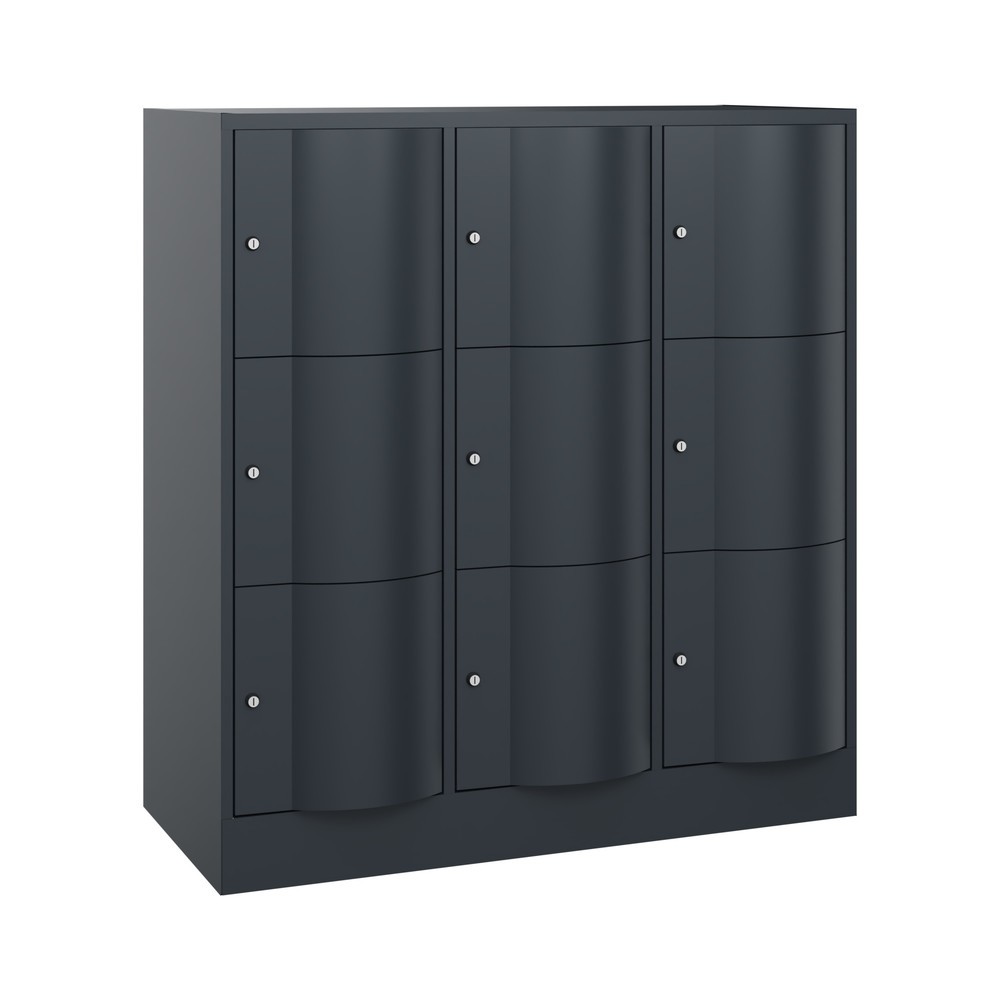 Produktabbildung Nr. 1: C+P Schließfachschrank mit "rabaukensicheren" Türen, 3 x 3 Fächer, HxBxT 1.225 x 1.150 x 540 mm, anthrazitgrau, anthrazitgrau