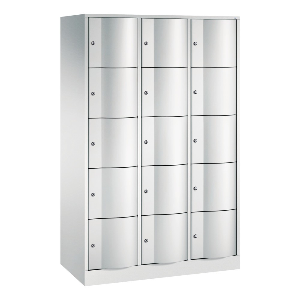 C+P Schließfachschrank mit 'rabaukensicheren' Türen, 3 x 5 Fächer, HxBxT 1.950 x 1.150 x 540 mm, lichtgrau, lichtgrau Produktabbildung Nr. 1: C+P Schließfachschrank mit 'rabaukensicheren' Türen, 3 x 5 Fächer, HxBxT 1.950 x 1.150 x 540 mm, lichtgrau, lichtgrau