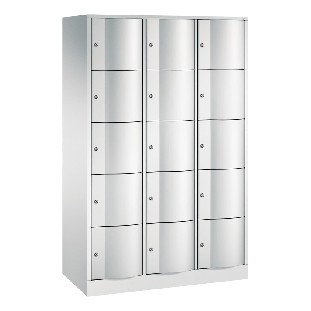 Produktabbildung Nr. 1: C+P Schließfachschrank mit 'rabaukensicheren' Türen, 3 x 5 Fächer, HxBxT 1.950 x 1.150 x 540 mm, lichtgrau, lichtgrau