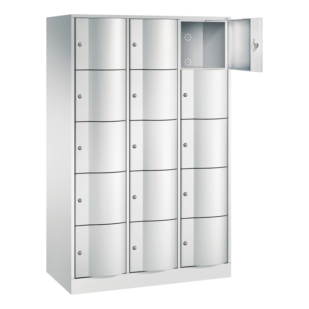 C+P Schließfachschrank mit 'rabaukensicheren' Türen, 3 x 5 Fächer, HxBxT 1.950 x 1.150 x 540 mm, lichtgrau, lichtgrau Produktabbildung Nr. 2: C+P Schließfachschrank mit 'rabaukensicheren' Türen, 3 x 5 Fächer, HxBxT 1.950 x 1.150 x 540 mm, lichtgrau, lichtgrau