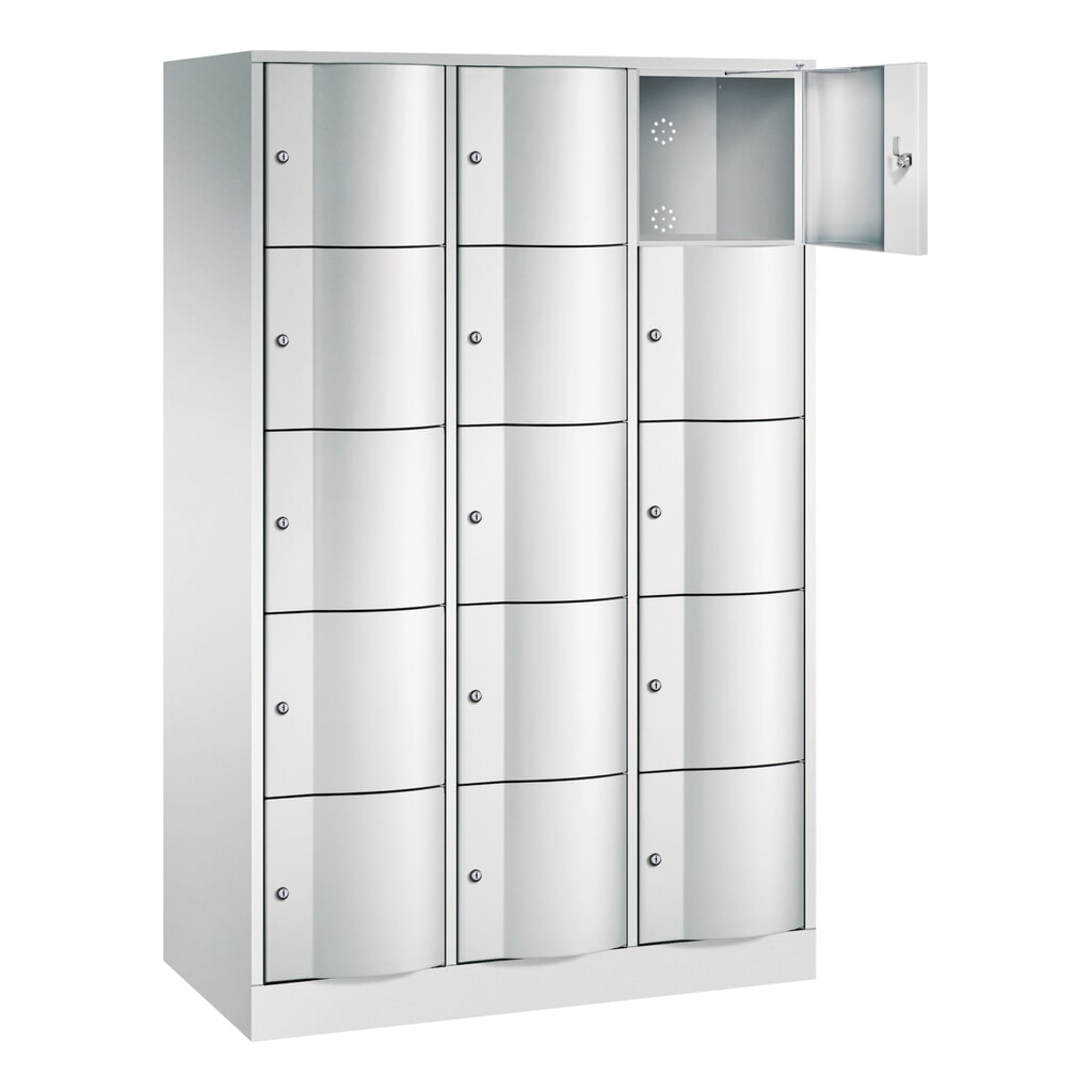 C+P Schließfachschrank mit 'rabaukensicheren' Türen, 3 x 5 Fächer, HxBxT 1.950 x 1.150 x 540 mm, lichtgrau, lichtgrau Produktabbildung Nr. 2: C+P Schließfachschrank mit 'rabaukensicheren' Türen, 3 x 5 Fächer, HxBxT 1.950 x 1.150 x 540 mm, lichtgrau, lichtgrau