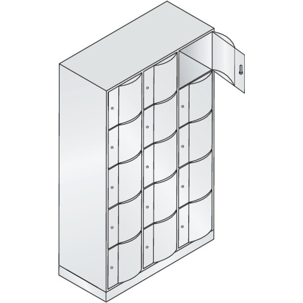 Produktabbildung Nr. 2: C+P Schließfachschrank mit 'rabaukensicheren' Türen, 3 x 5 Fächer, HxBxT 1.950 x 1.150 x 540 mm, anthrazitgrau, anthrazitgrau