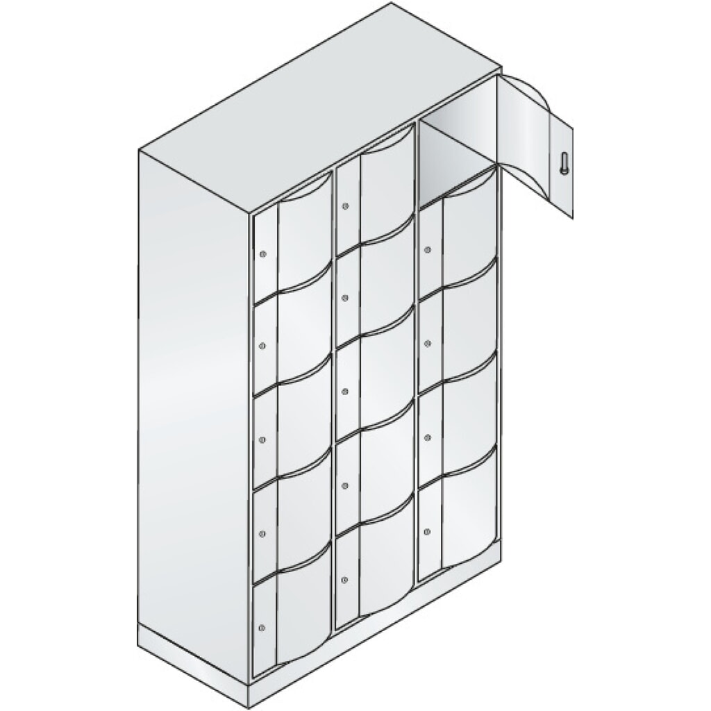 Produktabbildung Nr. 3: C+P Schließfachschrank mit 'rabaukensicheren' Türen, 3 x 5 Fächer, HxBxT 1.950 x 1.150 x 540 mm, lichtgrau, lichtgrau