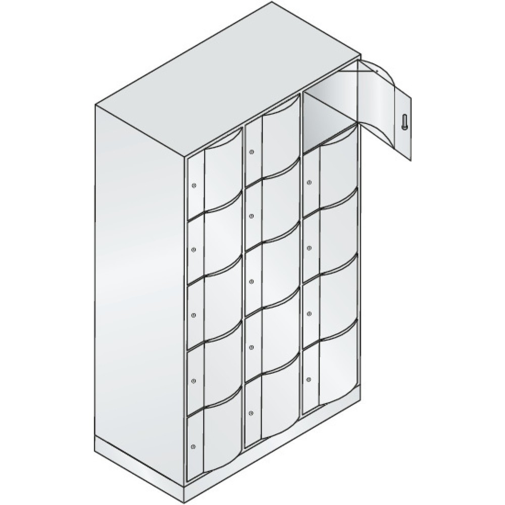 Produktabbildung Nr. 2: C+P Schließfachschrank mit 'rabaukensicheren' Türen, 3 x 5 Fächer, HxBxT 1.950 x 1.150 x 640 mm, lichtgrau, lichtblau