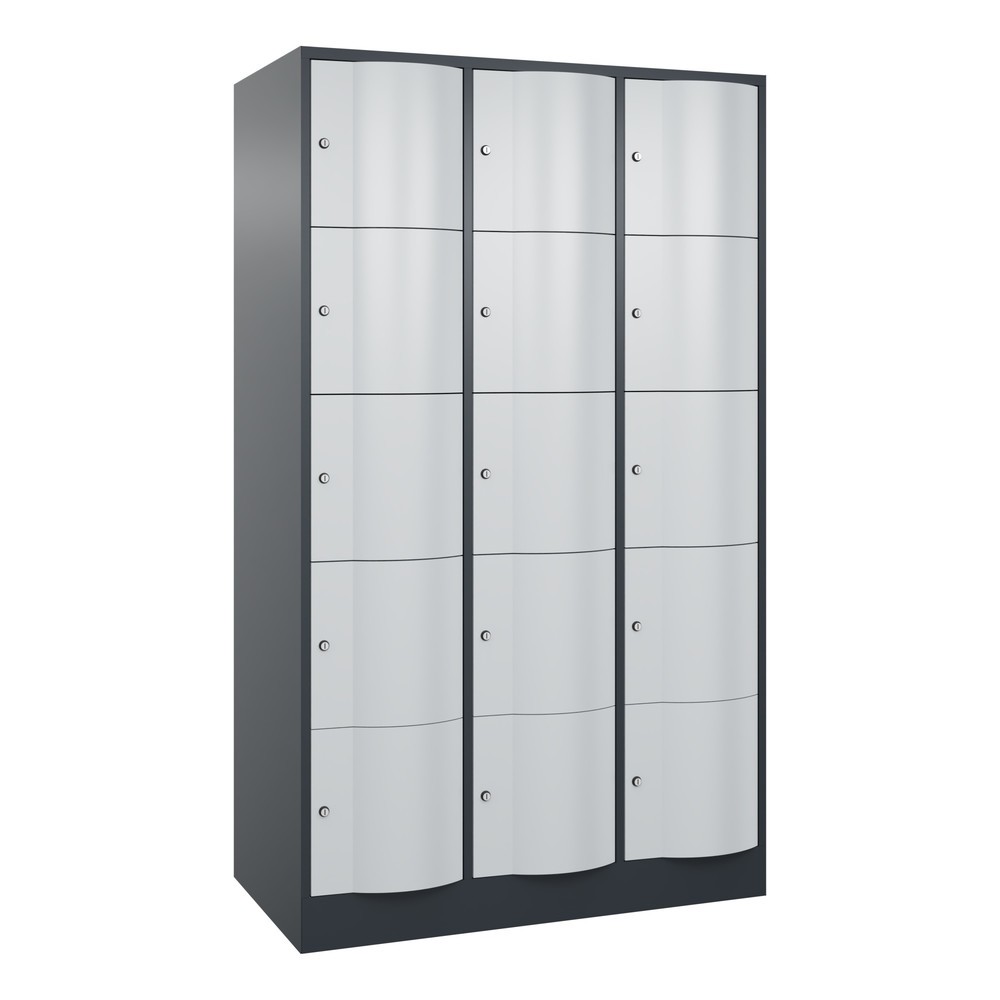 Produktabbildung Nr. 1: C+P Schließfachschrank mit 'rabaukensicheren' Türen, 3 x 5 Fächer, HxBxT 1.950 x 1.150 x 640 mm, anthrazitgrau, lichtgrau