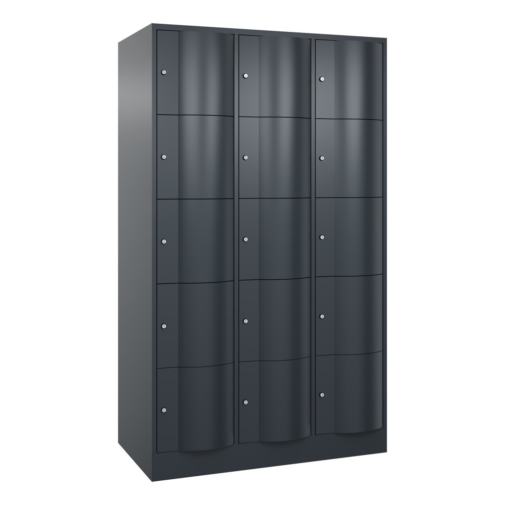 Produktabbildung: C+P Schließfachschrank mit 'rabaukensicheren' Türen, 3 x 5 Fächer, HxBxT 1.950 x 1.150 x 640 mm, anthrazitgrau, anthrazitgrau