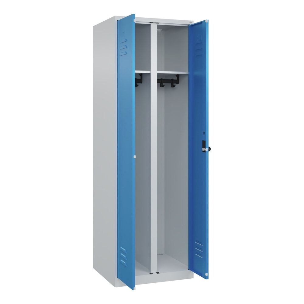 C+P Schwarz-Weiß-Spind Classic PLUS, 2 Abteile, HxBxT 1.850 x 600 x 500 mm, lichtgrau, lichtblau, für Vorhängeschloss Produktabbildung: C+P Schwarz-Weiß-Spind Classic PLUS, 2 Abteile, HxBxT 1.850 x 600 x 500 mm, lichtgrau, lichtblau, für Vorhängeschloss