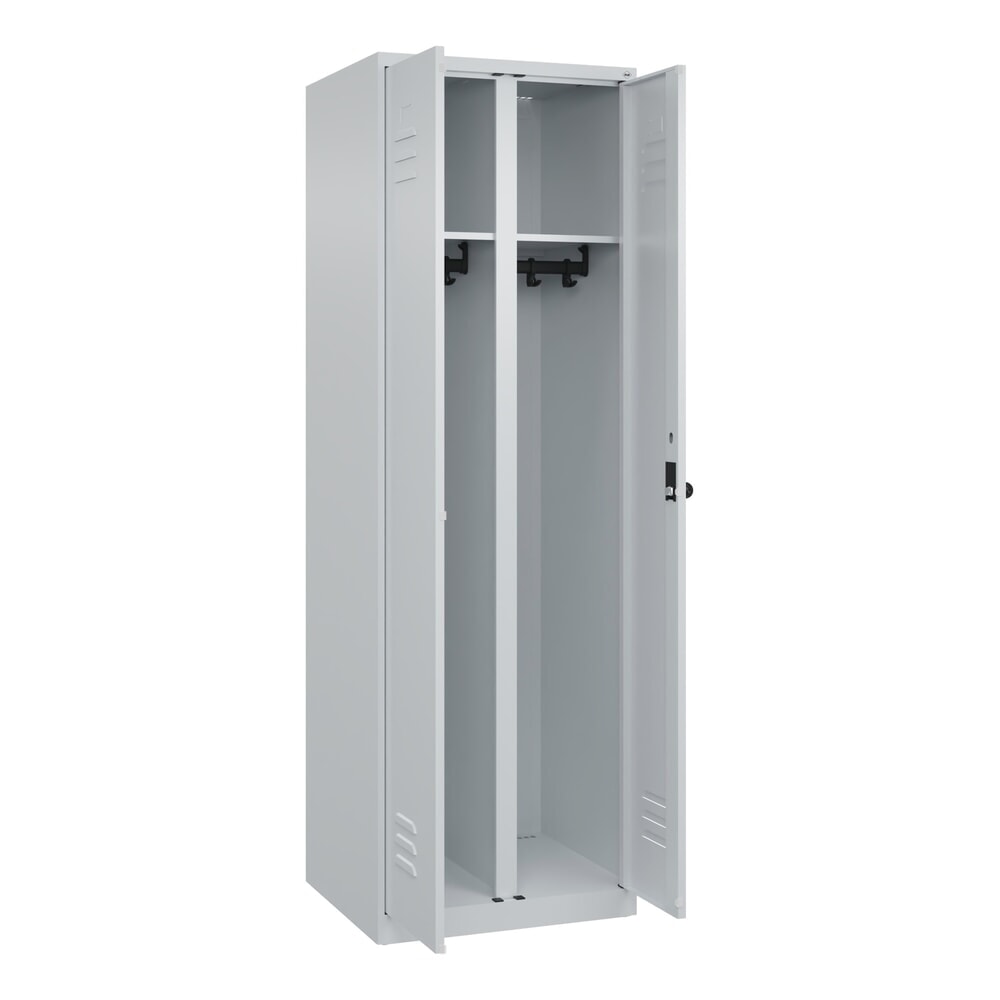 Produktabbildung: C+P Schwarz-Weiß-Spind Classic PLUS, 2 Abteile, HxBxT 1.850 x 600 x 500 mm, lichtgrau, lichtgrau, für Vorhängeschloss