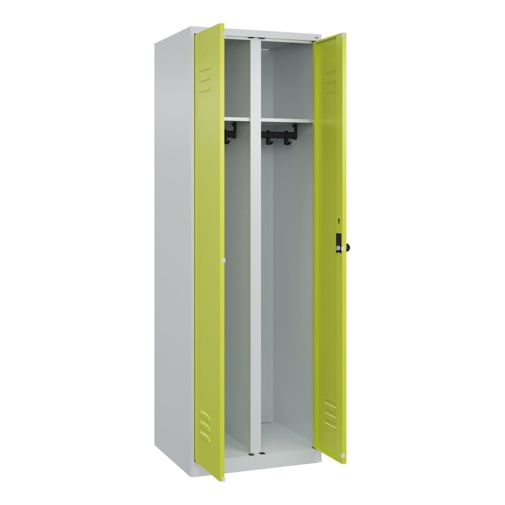 C+P Schwarz-Weiß-Spind Classic PLUS, 2 Abteile, HxBxT 1.850 x 600 x 500 mm, lichtgrau, clowngrün, für Vorhängeschloss Produktabbildung Nr. 1: C+P Schwarz-Weiß-Spind Classic PLUS, 2 Abteile, HxBxT 1.850 x 600 x 500 mm, lichtgrau, clowngrün, für Vorhängeschloss