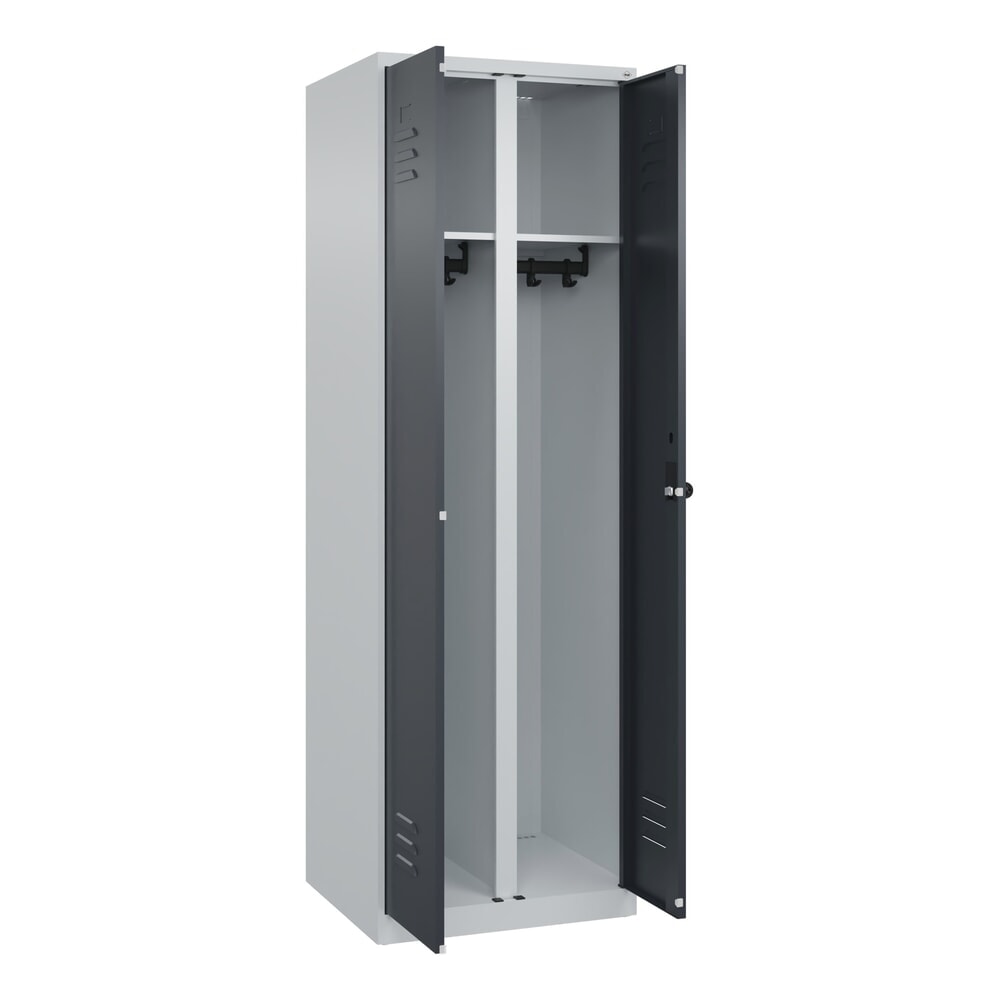 C+P Schwarz-Weiß-Spind Classic PLUS, 2 Abteile, HxBxT 1.850 x 600 x 500 mm, lichtgrau, anthrazitgrau, für Vorhängeschloss Produktabbildung: C+P Schwarz-Weiß-Spind Classic PLUS, 2 Abteile, HxBxT 1.850 x 600 x 500 mm, lichtgrau, anthrazitgrau, für Vorhängeschloss