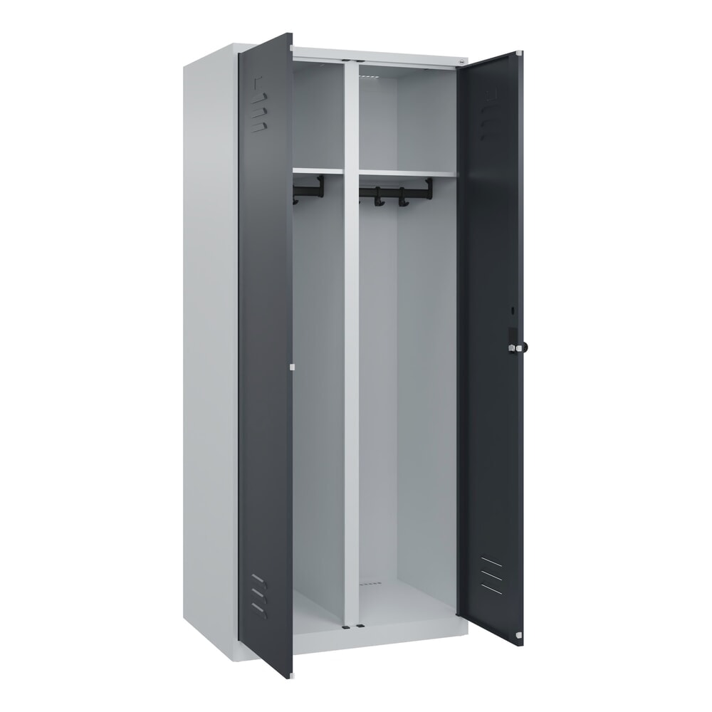 Produktabbildung Nr. 1: C+P Schwarz-Weiß-Spind Classic PLUS, 2 Abteile, HxBxT 1.850 x 800 x 500 mm, lichtgrau, anthrazitgrau, für Vorhängeschloss