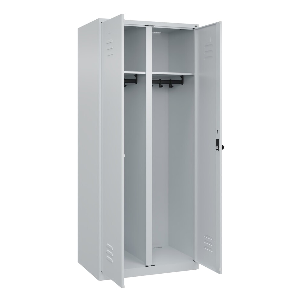 Produktabbildung Nr. 1: C+P Schwarz-Weiß-Spind Classic PLUS, 2 Abteile, HxBxT 1.850 x 800 x 500 mm, lichtgrau, lichtgrau, für Vorhängeschloss