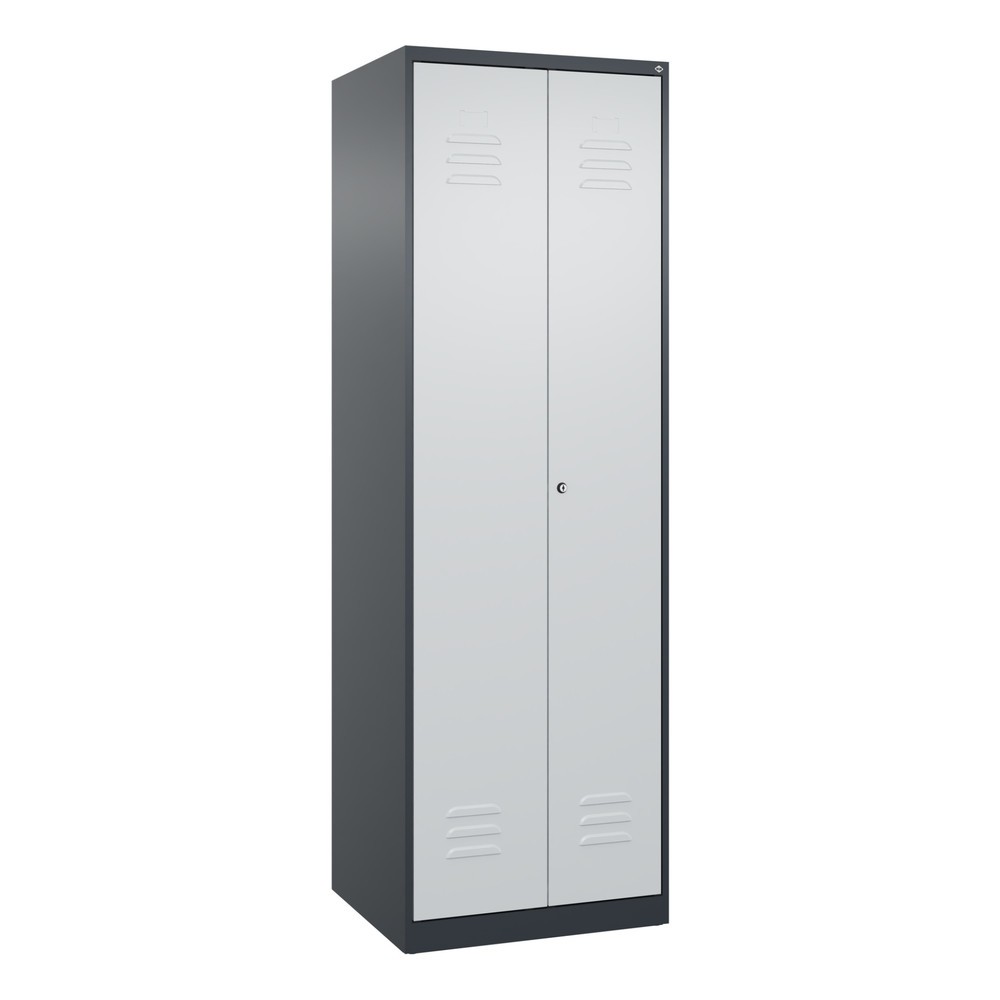 Produktabbildung: C+P Schwarz-Weiß-Spind Classic PLUS, 2 Abteile, HxBxT 1.850 x 600 x 500 mm, anthrazitgrau, lichtgrau, Zylinderschloss