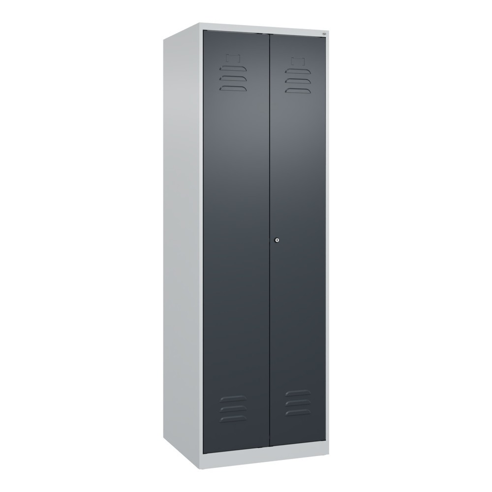 Produktabbildung: C+P Schwarz-Weiß-Spind Classic PLUS, 2 Abteile, HxBxT 1.850 x 600 x 500 mm, lichtgrau, anthrazitgrau, Zylinderschloss