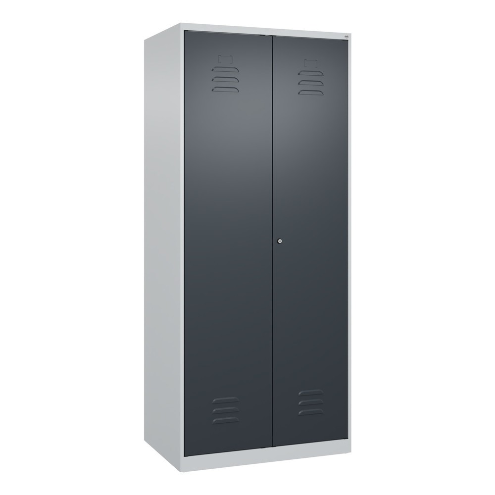 Produktabbildung: C+P Schwarz-Weiß-Spind Classic PLUS, 2 Abteile, HxBxT 1.850 x 800 x 500 mm, lichtgrau, anthrazitgrau, Zylinderschloss