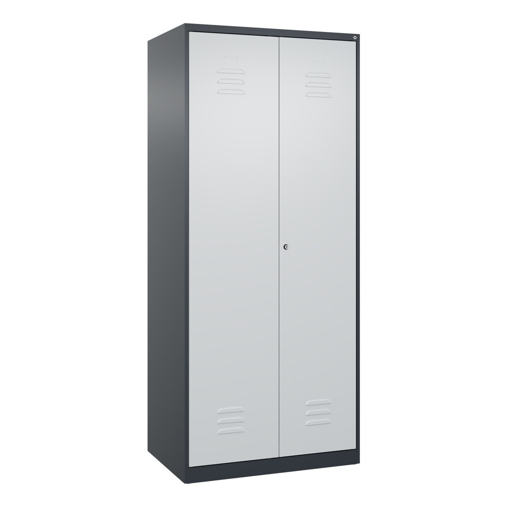 Produktabbildung: C+P Schwarz-Weiß-Spind Classic PLUS, 2 Abteile, HxBxT 1.850 x 800 x 500 mm, anthrazitgrau, lichtgrau, Zylinderschloss