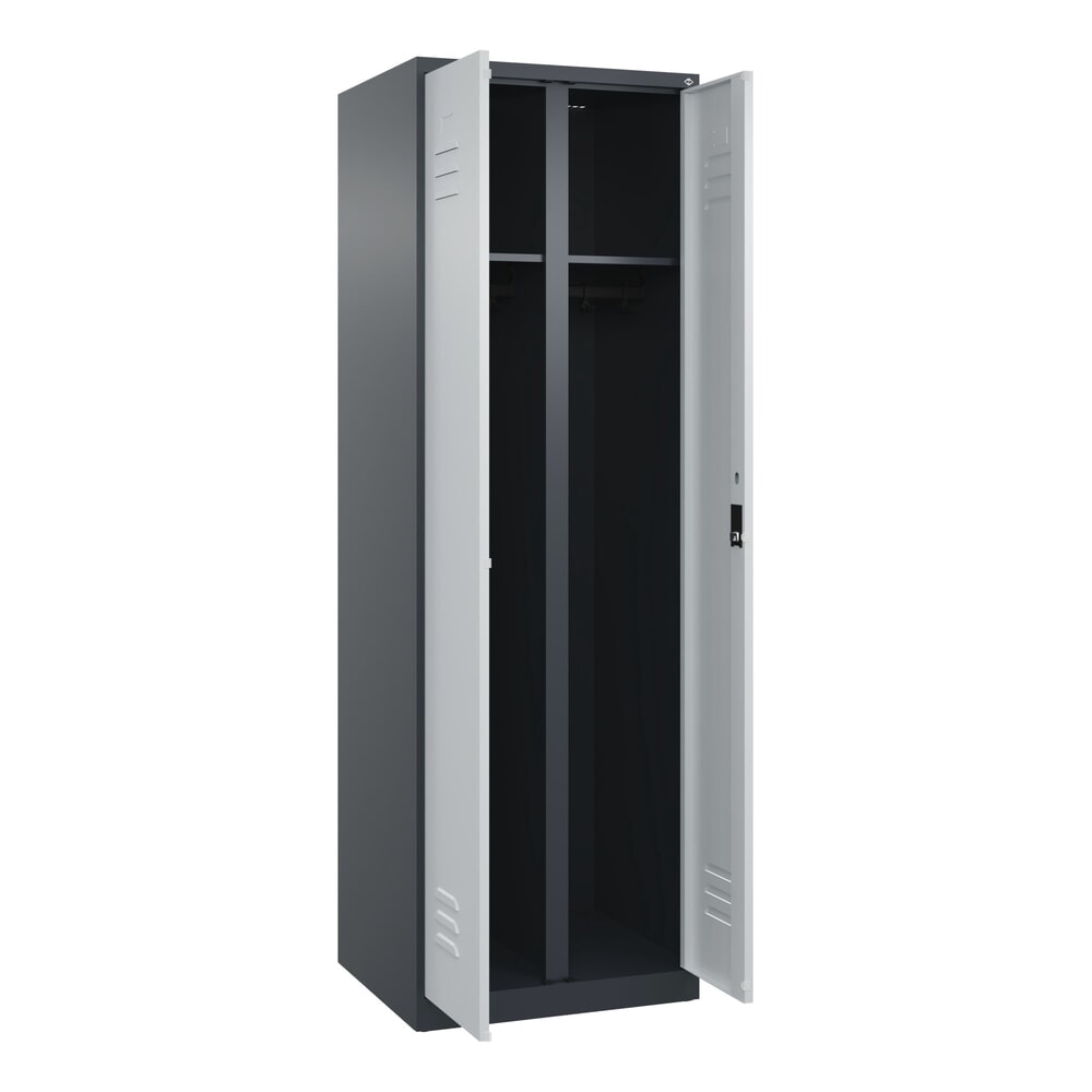 C+P Schwarz-Weiß-Spind Classic PLUS, 2 Abteile, HxBxT 1.850 x 600 x 500 mm, anthrazitgrau, lichtgrau, Zylinderschloss Produktabbildung: C+P Schwarz-Weiß-Spind Classic PLUS, 2 Abteile, HxBxT 1.850 x 600 x 500 mm, anthrazitgrau, lichtgrau, Zylinderschloss