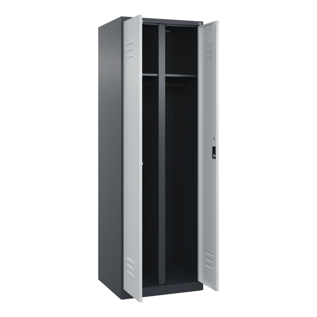 C+P Schwarz-Weiß-Spind Classic PLUS, 2 Abteile, HxBxT 1.850 x 600 x 500 mm, anthrazitgrau, lichtgrau, Zylinderschloss Produktabbildung: C+P Schwarz-Weiß-Spind Classic PLUS, 2 Abteile, HxBxT 1.850 x 600 x 500 mm, anthrazitgrau, lichtgrau, Zylinderschloss