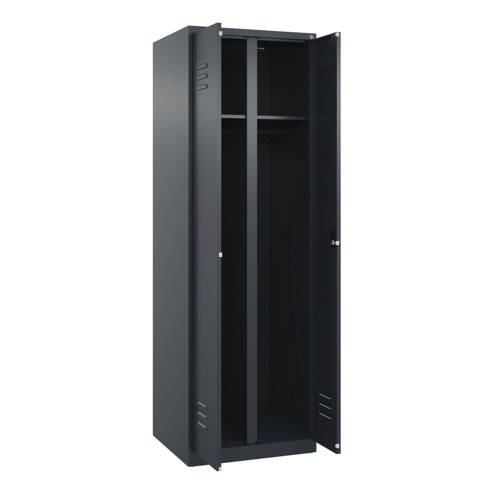 Produktabbildung: C+P Schwarz-Weiß-Spind Classic PLUS, 2 Abteile, HxBxT 1.850 x 600 x 500 mm, anthrazitgrau, anthrazitgrau, Zylinderschloss
