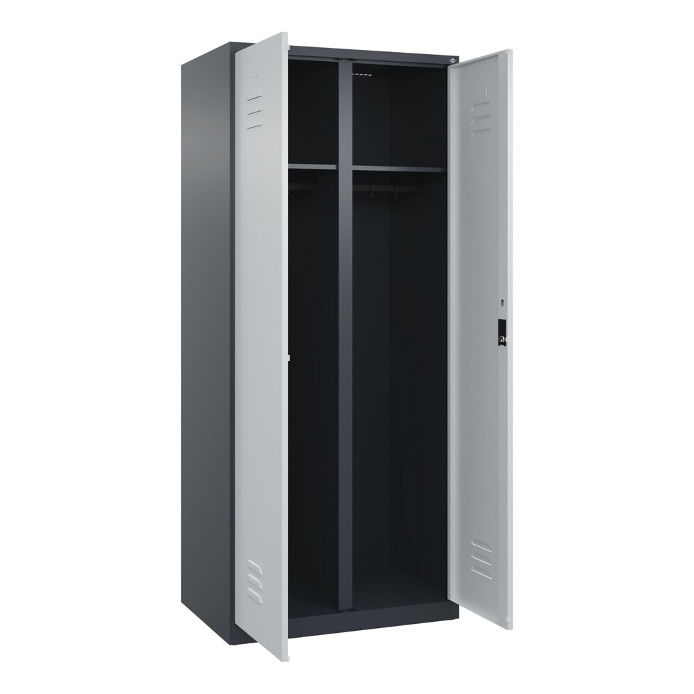 Produktabbildung Nr. 1: C+P Schwarz-Weiß-Spind Classic PLUS, 2 Abteile, HxBxT 1.850 x 800 x 500 mm, anthrazitgrau, lichtgrau, Zylinderschloss