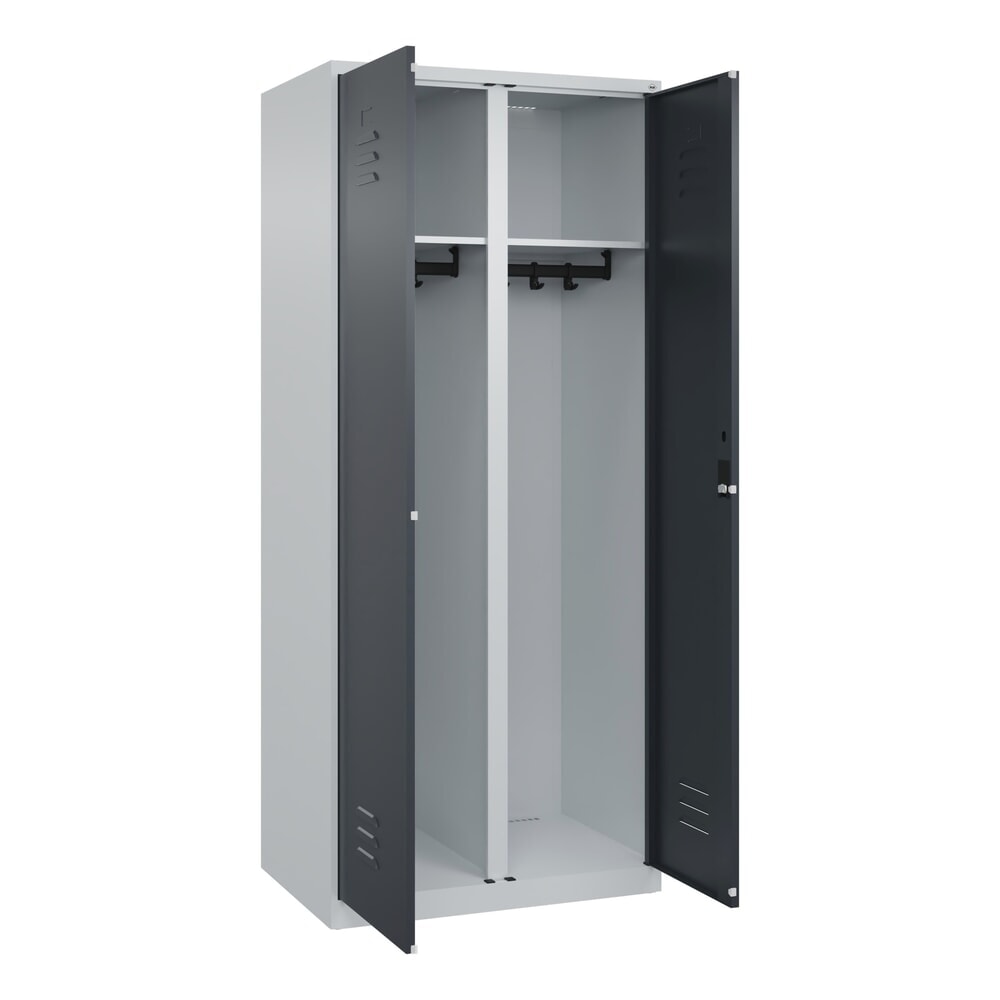 Produktabbildung Nr. 1: C+P Schwarz-Weiß-Spind Classic PLUS, 2 Abteile, HxBxT 1.850 x 800 x 500 mm, lichtgrau, anthrazitgrau, Zylinderschloss