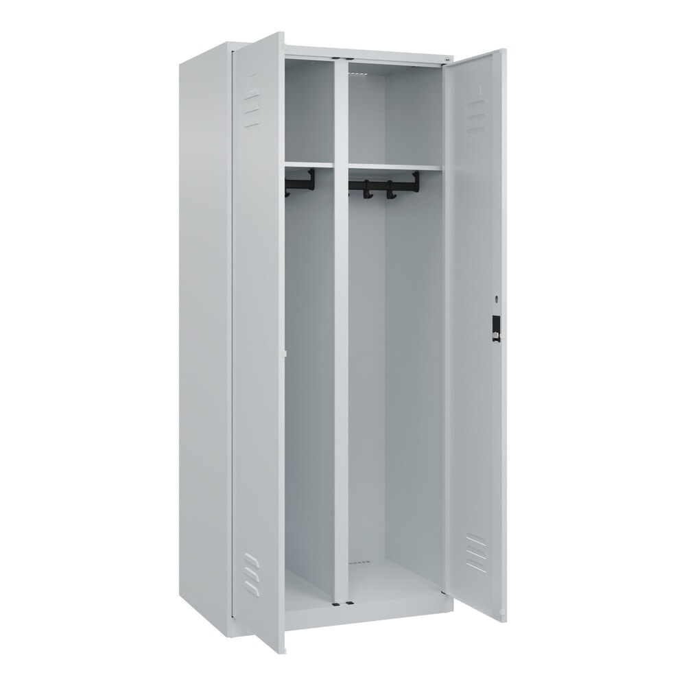 Produktabbildung: C+P Schwarz-Weiß-Spind Classic PLUS, 2 Abteile, HxBxT 1.850 x 800 x 500 mm, lichtgrau, lichtgrau, Zylinderschloss