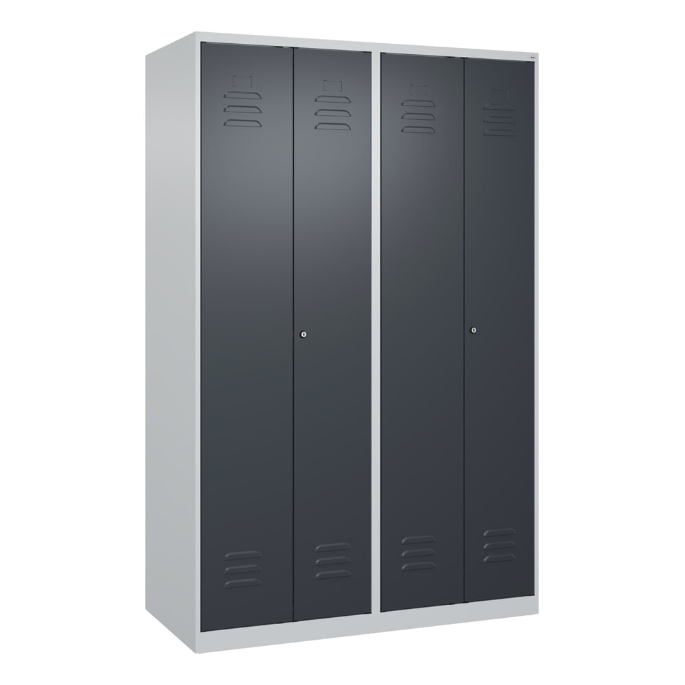 Produktabbildung Nr. 9: C+P Schwarz-Weiß-Spind Classic PLUS, 4 Abteile, HxBxT 1.850 x 1.200 x 500 mm, lichtgrau, anthrazitgrau, Zylinderschloss