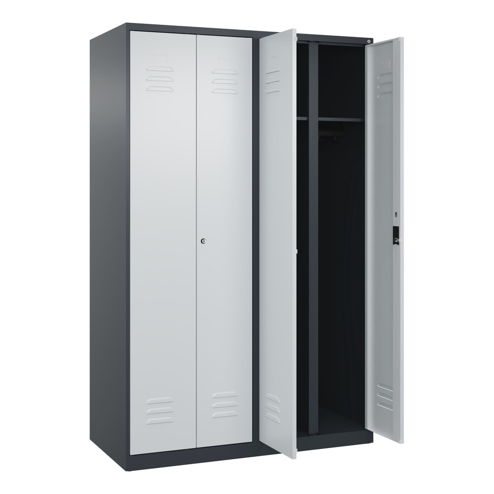 Produktabbildung: C+P Schwarz-Weiß-Spind Classic PLUS, 4 Abteile, HxBxT 1.850 x 1.200 x 500 mm, anthrazitgrau, lichtgrau, Zylinderschloss