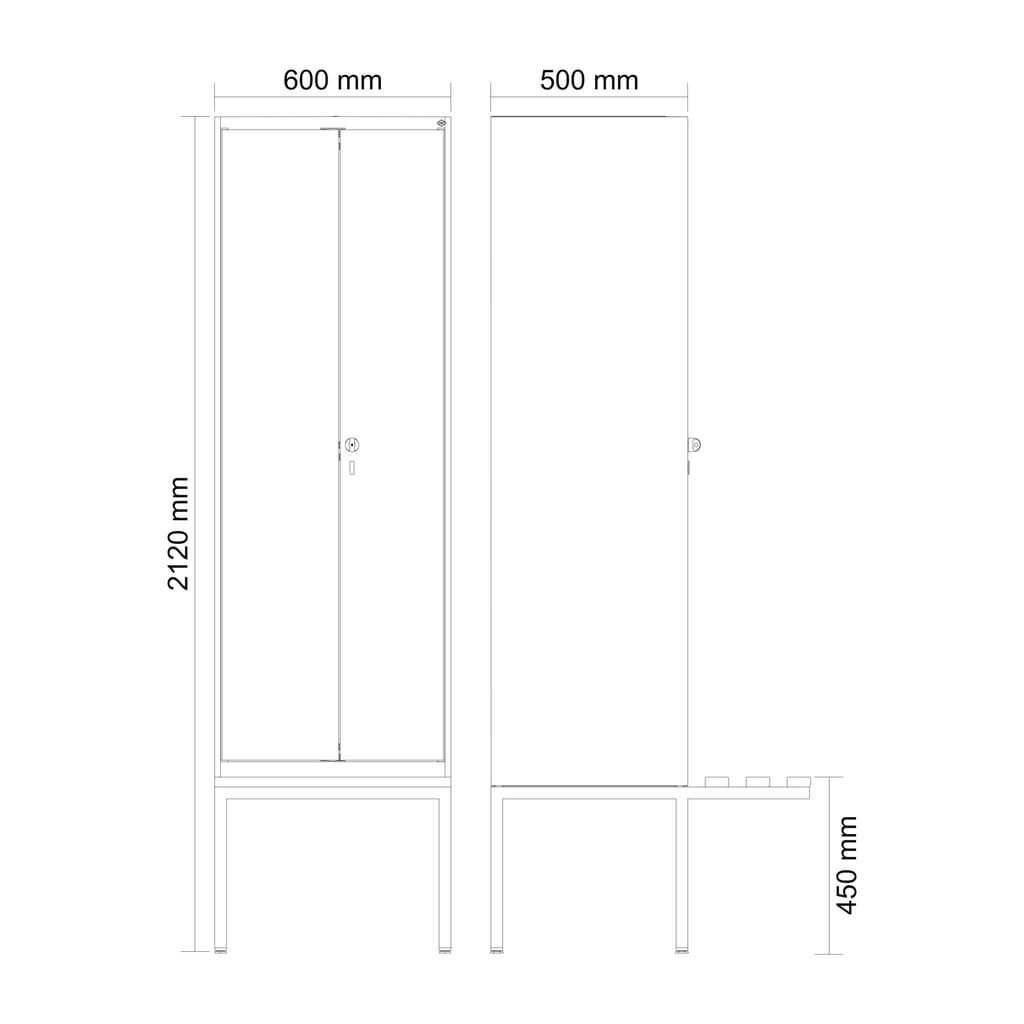 C+P Schwarz-Weiß-Spind Classic PLUS, 2 Abteile, HxBxT 2.120 x 600 x 815 mm, für Vorhängeschloss, auskragende Bank aus Buche, lichtgrau, rubinrot Produktabbildung Nr. 8: C+P Schwarz-Weiß-Spind Classic PLUS, 2 Abteile, HxBxT 2.120 x 600 x 815 mm, für Vorhängeschloss, auskragende Bank aus Buche, lichtgrau, rubinrot