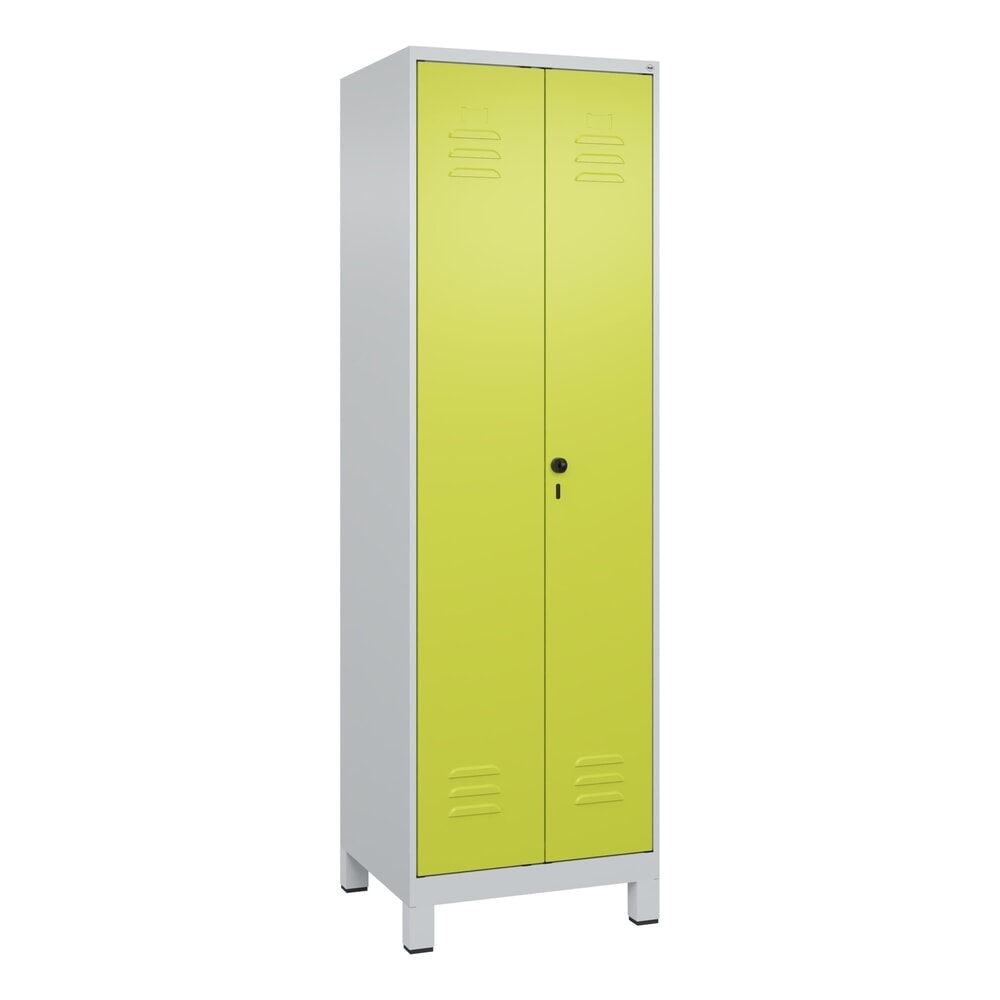 Produktabbildung Nr. 9: C+P Schwarz-Weiß-Spind Classic PLUS, Füße, 2 Abteile, HxBxT 1.950 x 600 x 500 mm, lichtgrau, clowngrün, für Vorhängeschloss