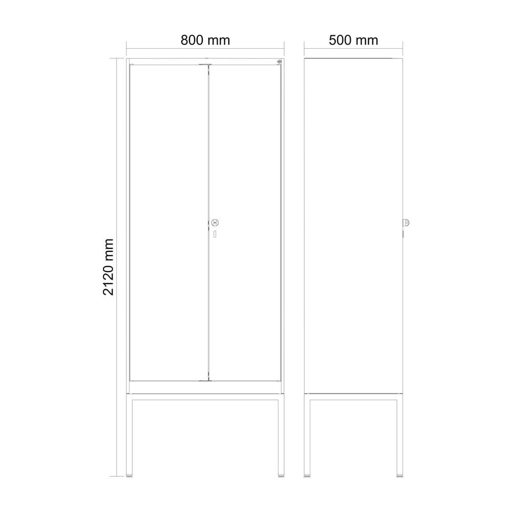 Produktabbildung Nr. 8: C+P Schwarz-Weiß-Spind Classic PLUS, Gestell, 2 Abteile, HxBxT 2.120 x 800 x 500 mm, lichtgrau, lichtgrau, Zylinderschloss