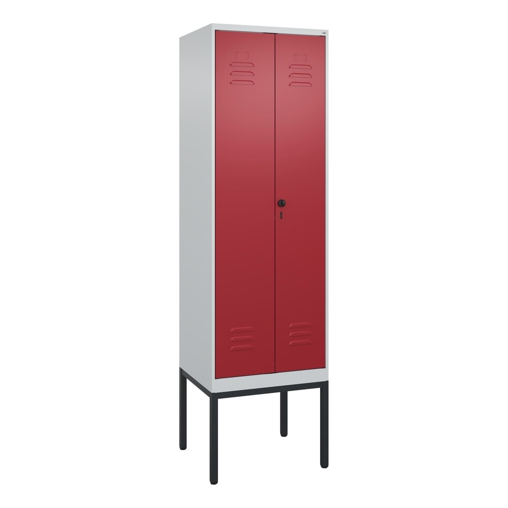 Produktabbildung Nr. 9: C+P Schwarz-Weiß-Spind Classic PLUS, Gestell, 2 Abteile, HxBxT 2.120 x 600 x 500 mm, lichtgrau, rubinrot, für Vorhängeschloss