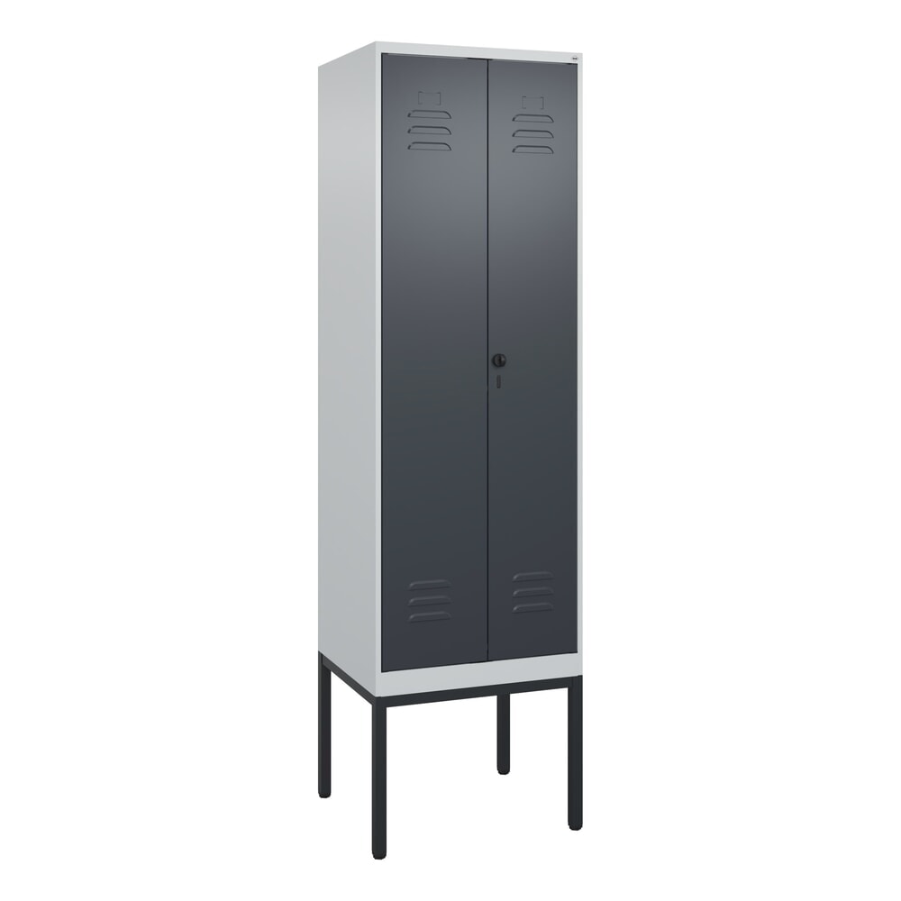 Produktabbildung Nr. 9: C+P Schwarz-Weiß-Spind Classic PLUS, Gestell, 2 Abteile, HxBxT 2.120 x 600 x 500 mm, lichtgrau, anthrazitgrau, für Vorhängeschloss