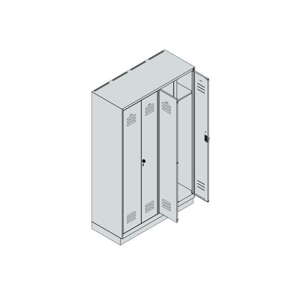 Produktabbildung Nr. 8: C+P Schwarz-Weiß-Spind Classic PLUS, Sockel, 4 Abteile, HxBxT 1.950 x 1.200 x 500 mm, lichtgrau, enzianblau, für Vorhängeschloss