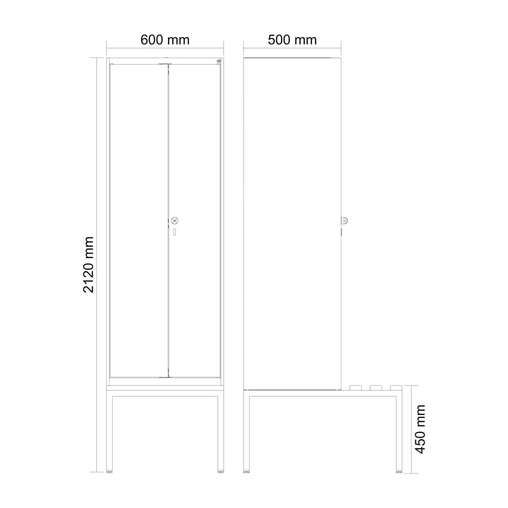 C+P Schwarz-Weiß-Spind Classic PLUS, 2 Abteile, HxBxT 2.120 x 600 x 815 mm, für Vorhängeschloss, untergebaute Bank aus Buche, lichtgrau, rubinrot Produktabbildung Nr. 9: C+P Schwarz-Weiß-Spind Classic PLUS, 2 Abteile, HxBxT 2.120 x 600 x 815 mm, für Vorhängeschloss, untergebaute Bank aus Buche, lichtgrau, rubinrot