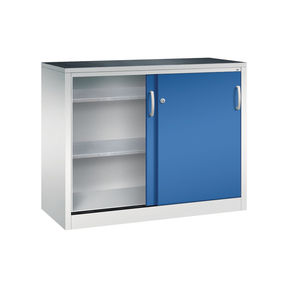 Produktabbildung Nr. 2: C+P Schwerlast-Schiebetürenschrank, HxBxT 1.000 x 1.200 x 500 mm, 1 Fachboden, lichtgrau, enzianblau