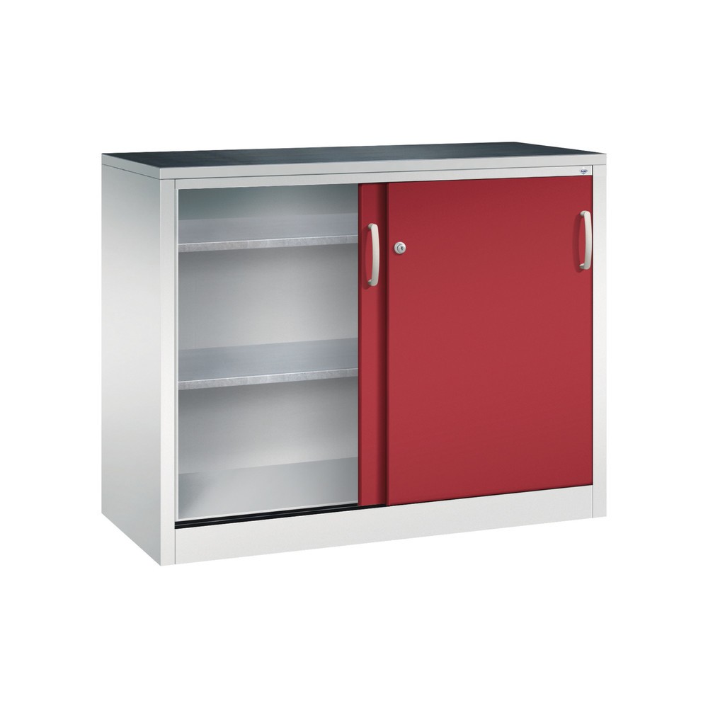 Produktabbildung Nr. 3: C+P Schwerlast-Schiebetürenschrank, HxBxT 1.000 x 1.200 x 500 mm, 1 Fachboden, lichtgrau, rubinrot