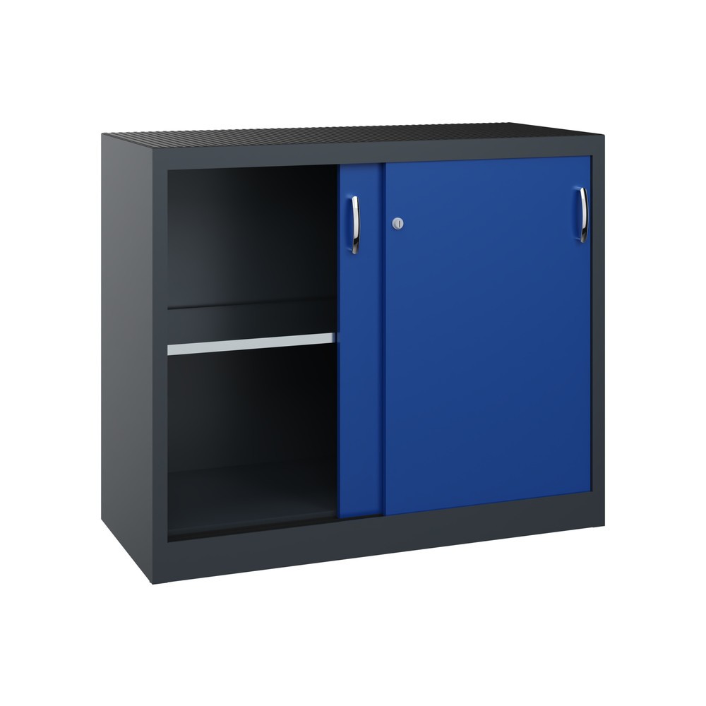 Produktabbildung Nr. 3: C+P Schwerlast-Schiebetürenschrank, HxBxT 1.000 x 1.200 x 500 mm, 1 Fachboden, anthrazitgrau, enzianblau