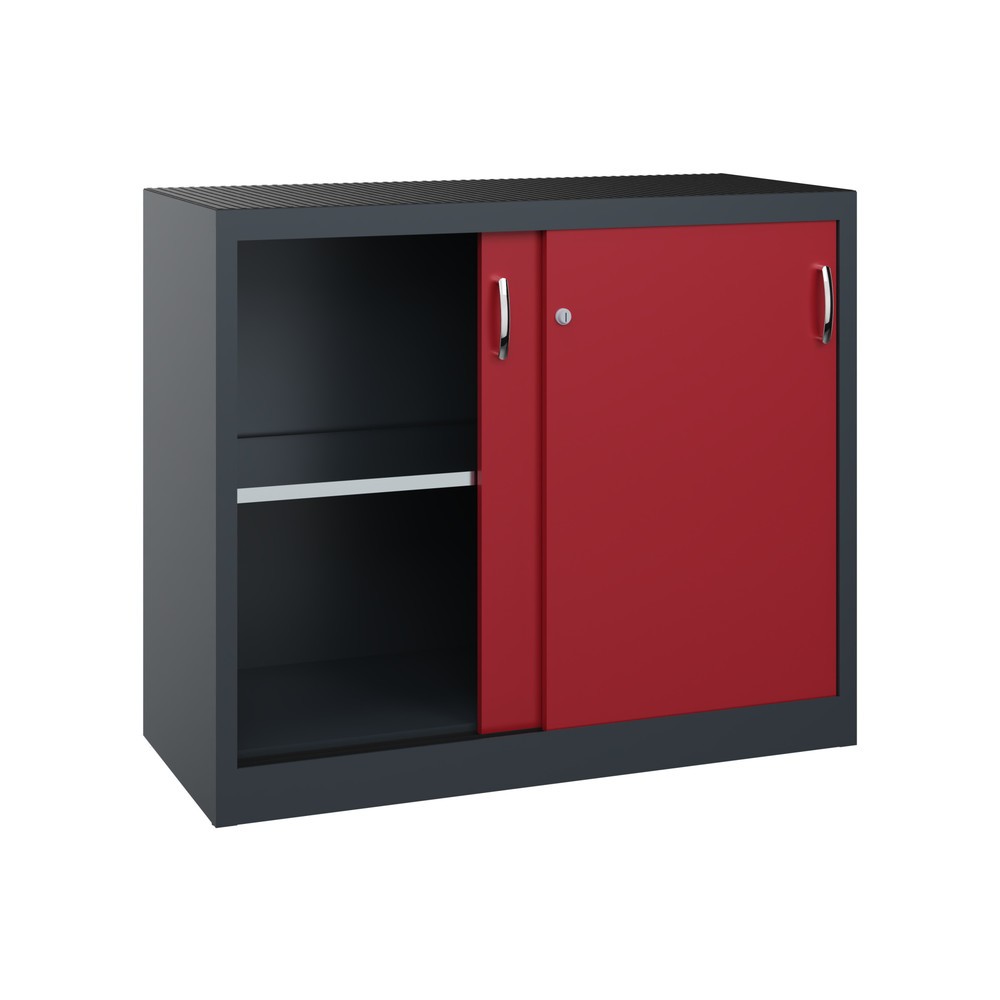 Produktabbildung Nr. 2: C+P Schwerlast-Schiebetürenschrank, HxBxT 1.000 x 1.200 x 500 mm, 1 Fachboden, anthrazitgrau, rubinrot