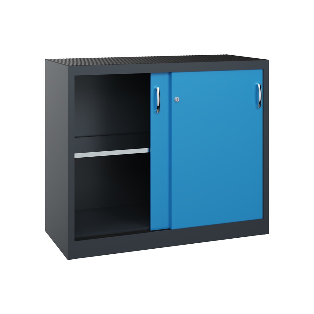 Produktabbildung Nr. 2: C+P Schwerlast-Schiebetürenschrank, HxBxT 1.000 x 1.200 x 500 mm, 1 Fachboden, anthrazitgrau, lichtblau