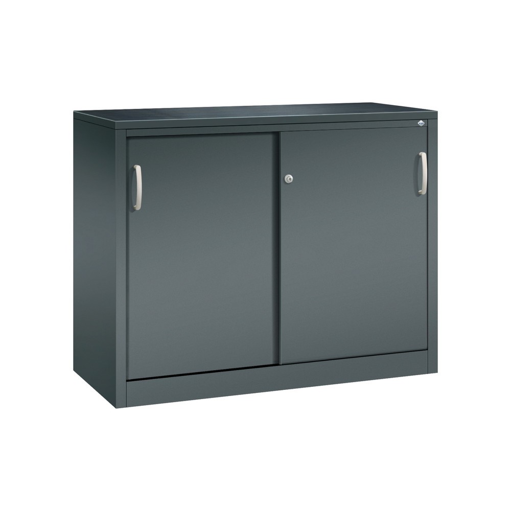 Produktabbildung: C+P Schwerlast-Schiebetürenschrank, HxBxT 1.000 x 1.200 x 500 mm, 1 Fachboden, anthrazitgrau, anthrazitgrau