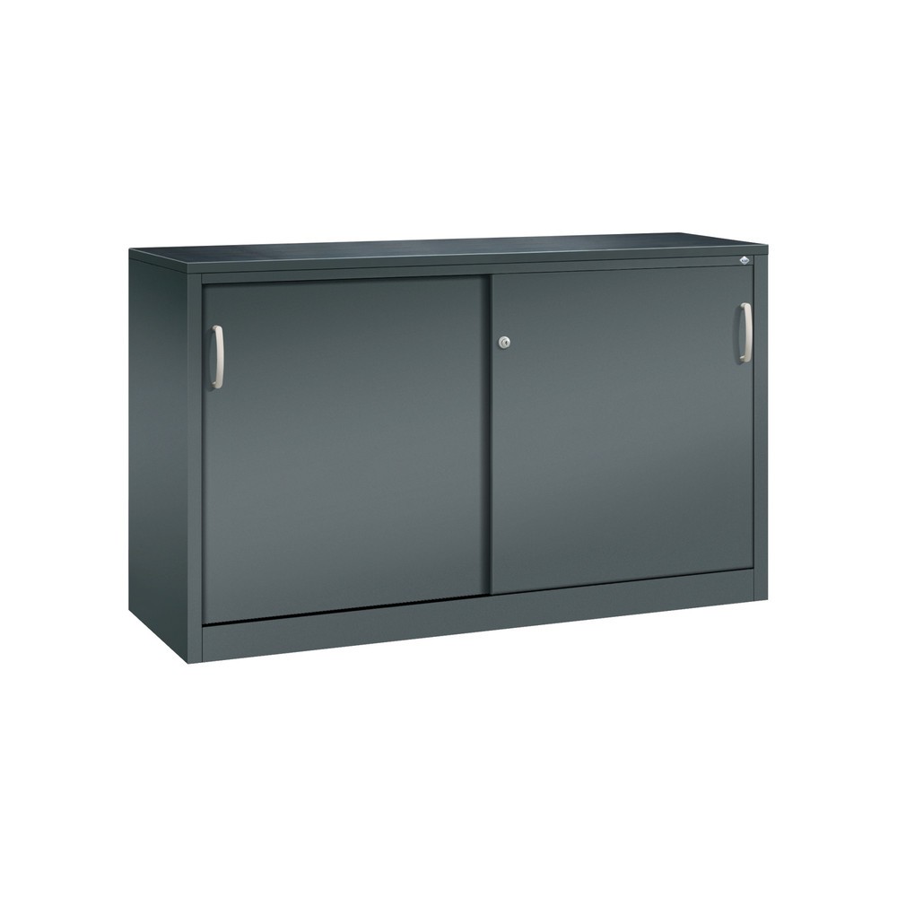 Produktabbildung: C+P Schwerlast-Schiebetürenschrank, HxBxT 1.000 x 1.600 x 500 mm, 2 Fachböden, anthrazitgrau, anthrazitgrau