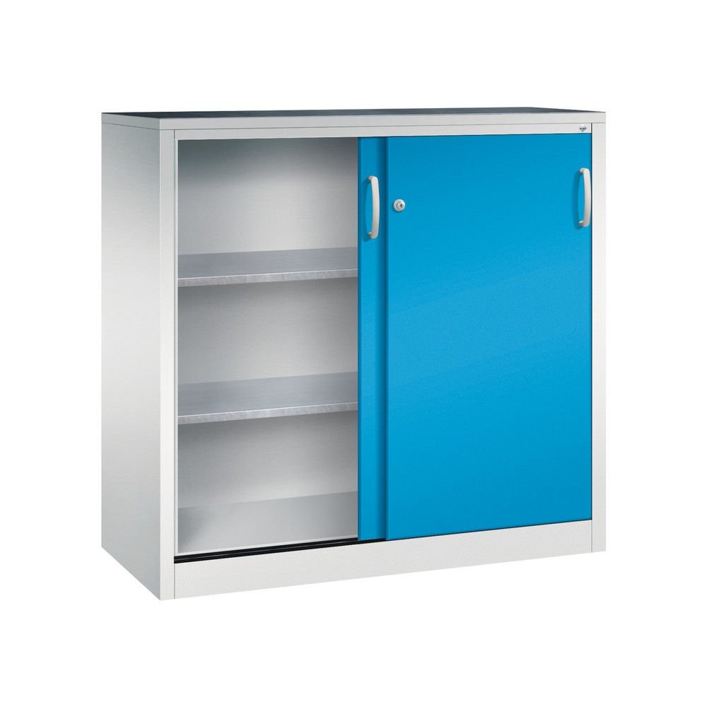 Produktabbildung Nr. 3: C+P Schwerlast-Schiebetürenschrank, HxBxT 1.200 x 1.200 x 500 mm, 2 Fachböden, lichtgrau, lichtblau