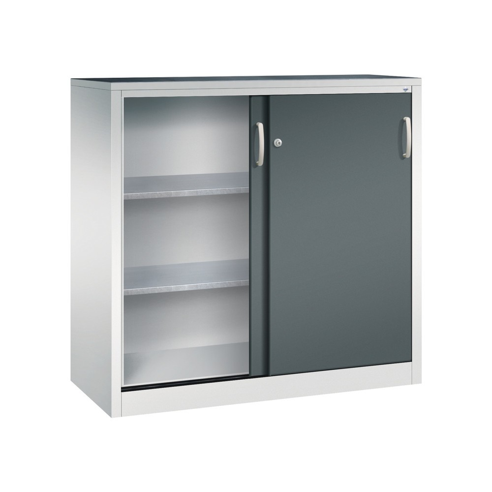 Produktabbildung Nr. 3: C+P Schwerlast-Schiebetürenschrank, HxBxT 1.200 x 1.200 x 500 mm, 2 Fachböden, lichtgrau, anthrazitgrau