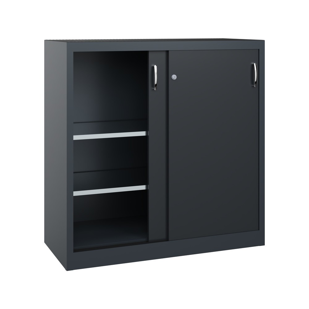 Produktabbildung Nr. 2: C+P Schwerlast-Schiebetürenschrank, HxBxT 1.200 x 1.200 x 500 mm, 2 Fachböden, anthrazitgrau, schwarzgrau