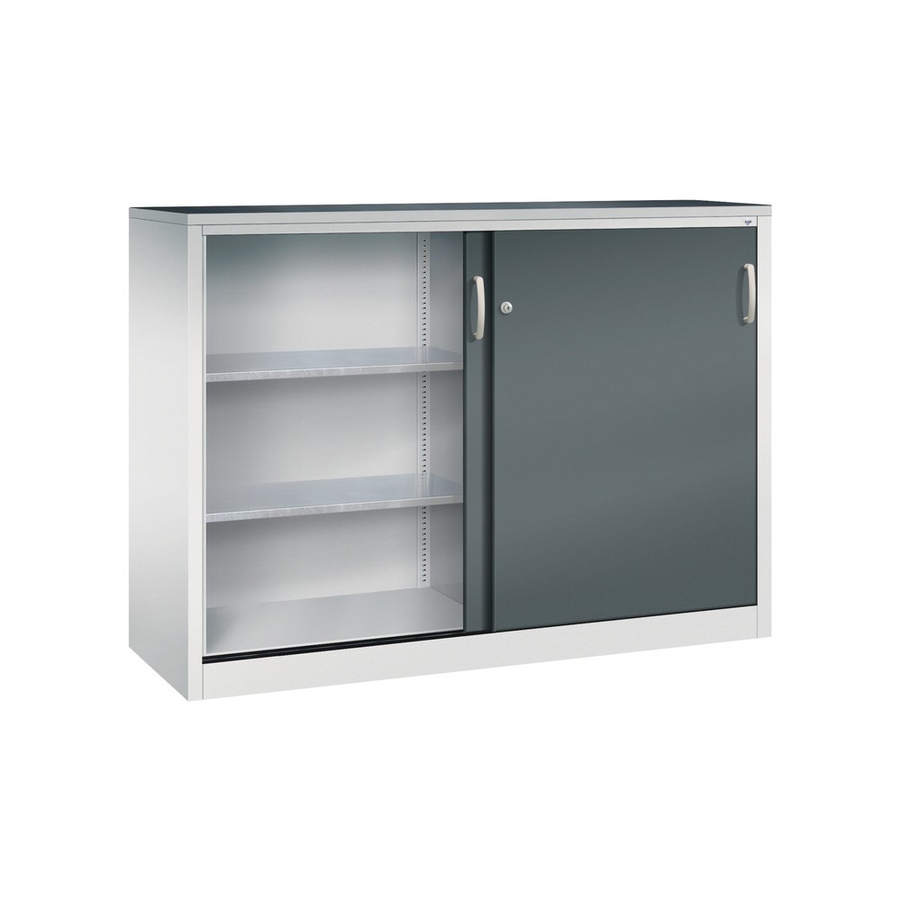 Produktabbildung Nr. 3: C+P Schwerlast-Schiebetürenschrank, HxBxT 1.200 x 1.600 x 500 mm, 4 Fachböden, lichtgrau, anthrazitgrau
